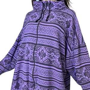 Purple Patterned Zip Up Sweater • Size 4XL 💜